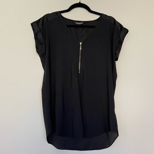 Express Black Blouse with zipper front
